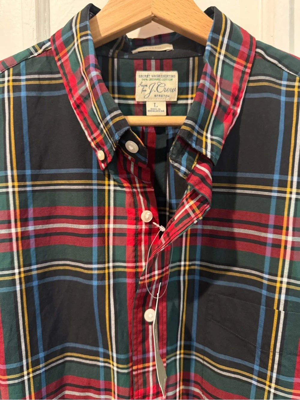 J. Crew Men’s Red, Black & Green Plaid Button-Down Shirt